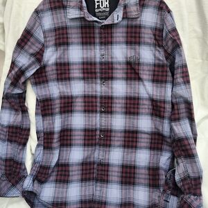 Fox Men's Black and Red Plaid Button-Down Shirt